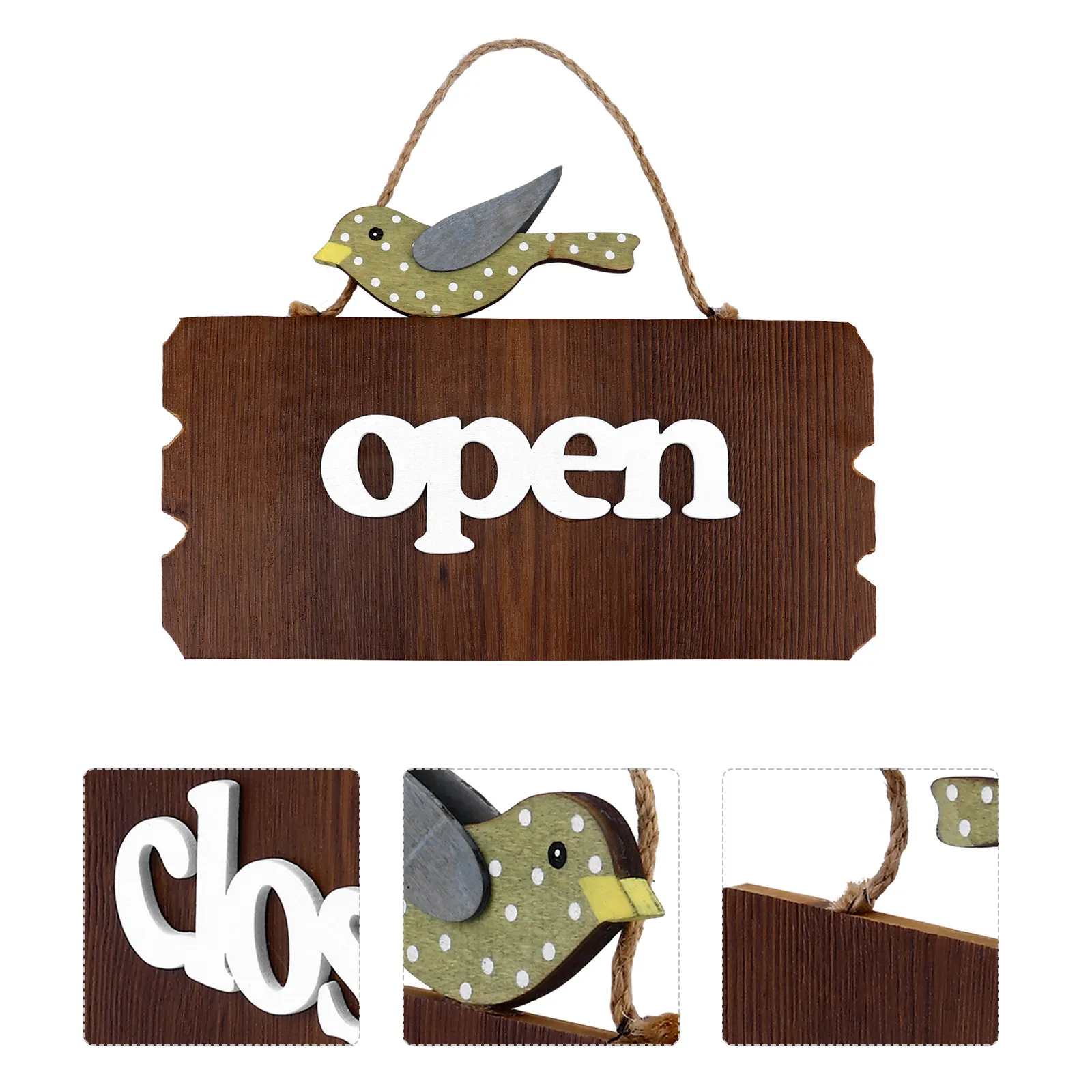 Creative Double Side Wooden Welcome Door Sign Rustic Bird Design Hanging Doorplate for Home Store Cafe Wall Decor Charm