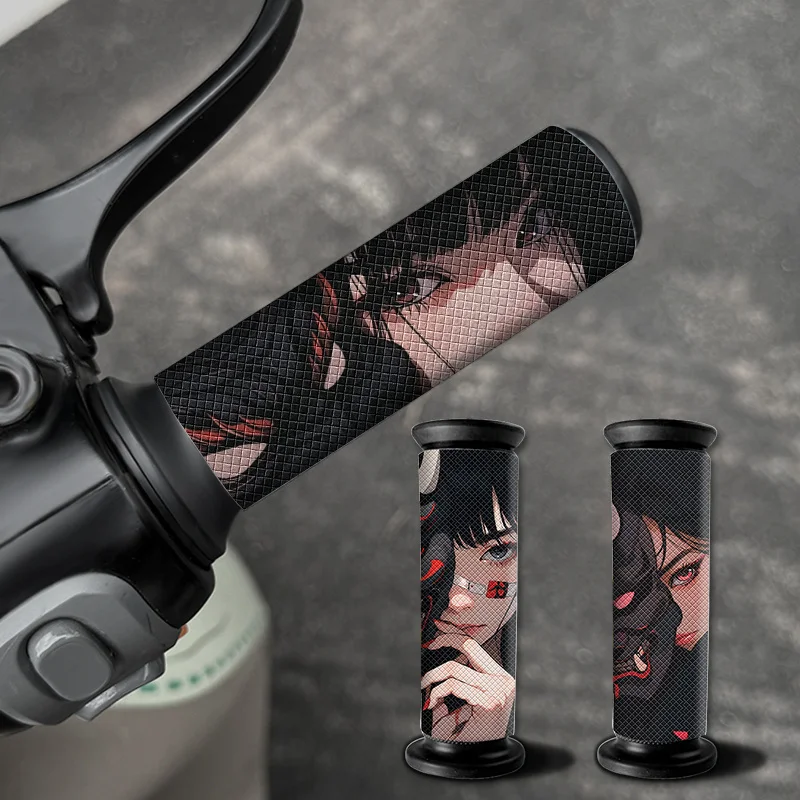 

1set Mask Girl JDM Motorcycle Handlebar Stickers Waterproof Anti-Slip Vinyl Decals for Motorbike Scooter Bike Decor