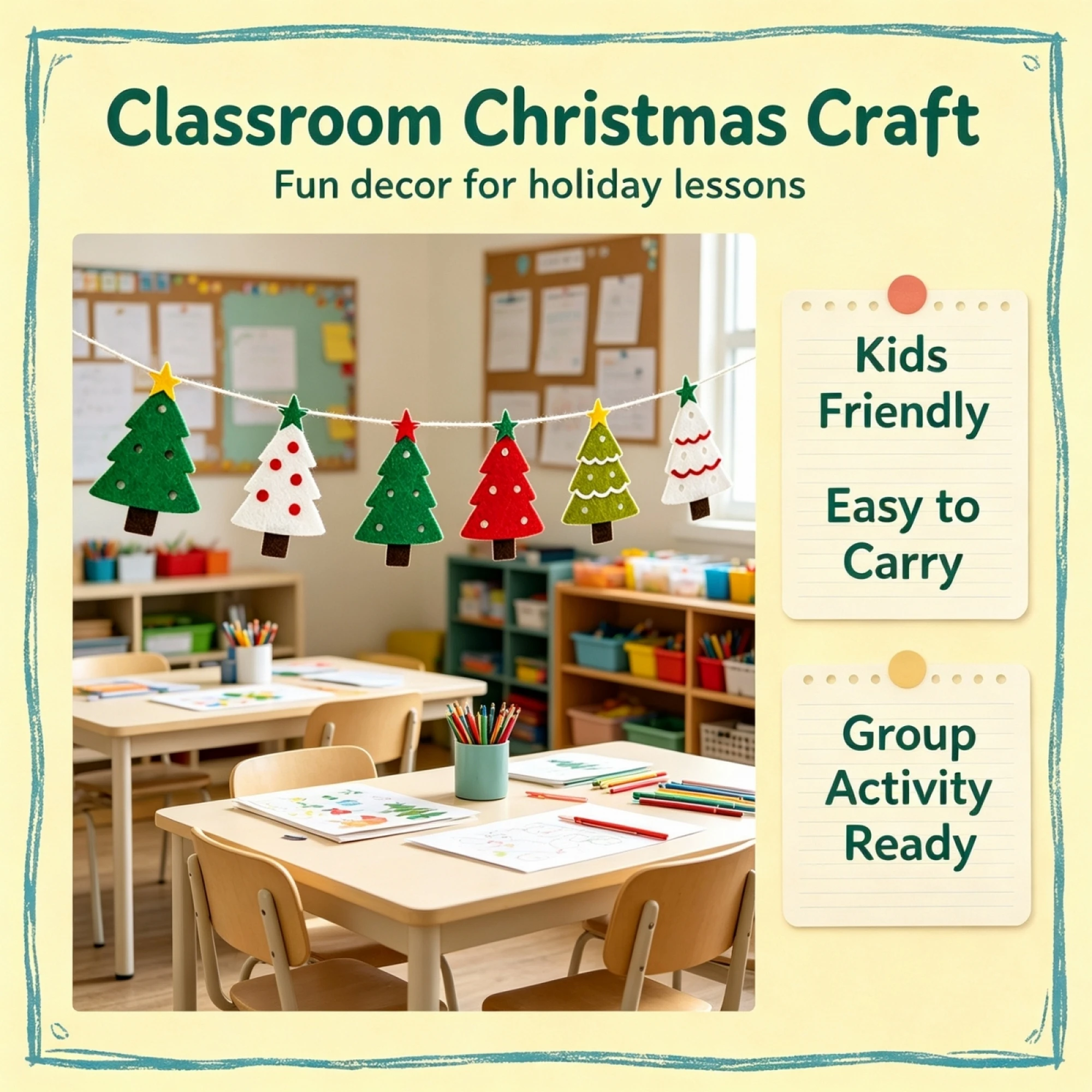 Christmas Tree Garlands Felt Tree Garland Hanging Banner for Wall