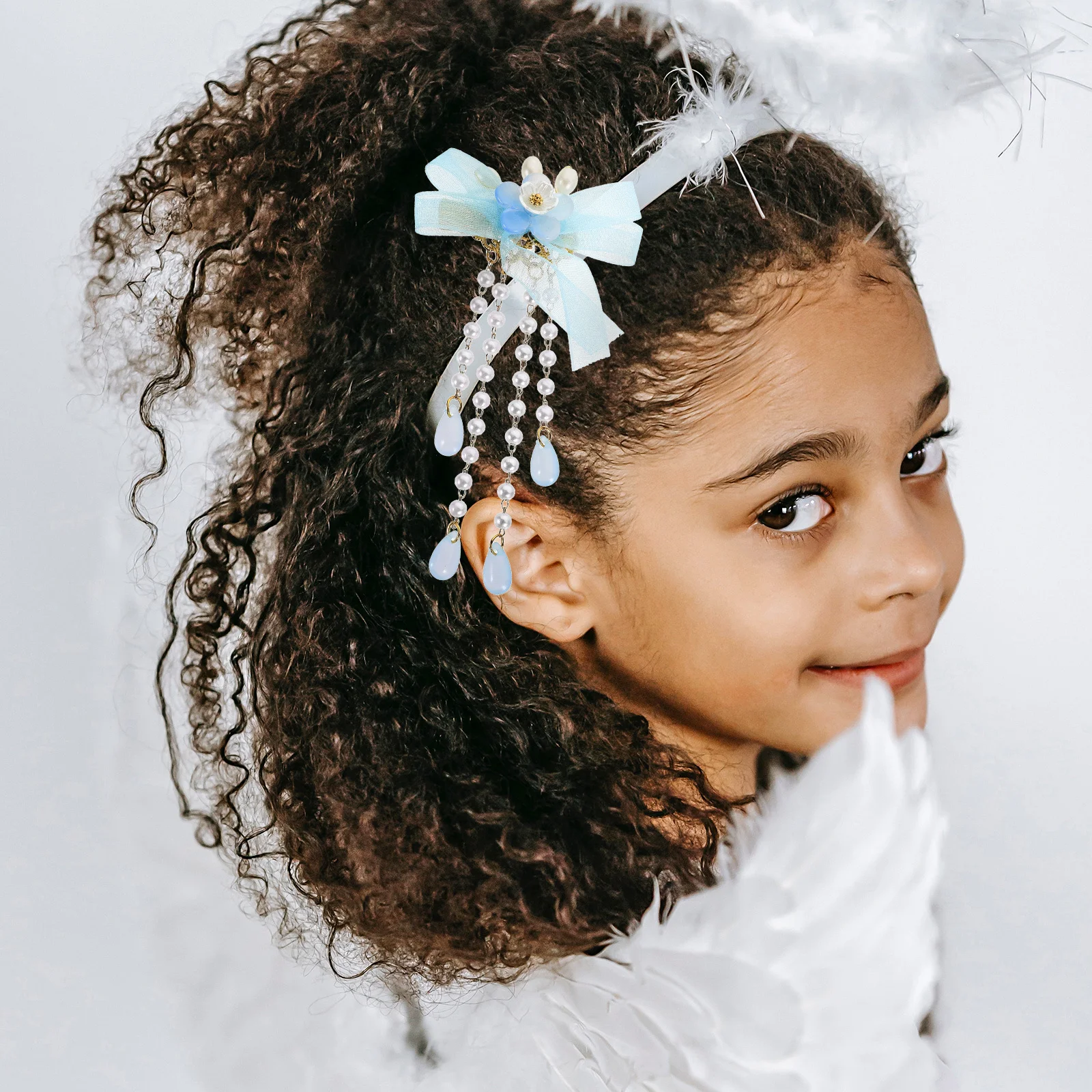 

2 Pcs Flower Hair Accessories Tassel Clips for Chinese Floral Pins with Tassels Headgear Barrettes