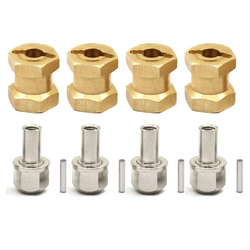 4PCS Brass 12MM Wheel Hex Extended Adapter Extension Combiner Coupler for 1/10 RC Crawler Car Axial SCX10 90046 D90,15mm