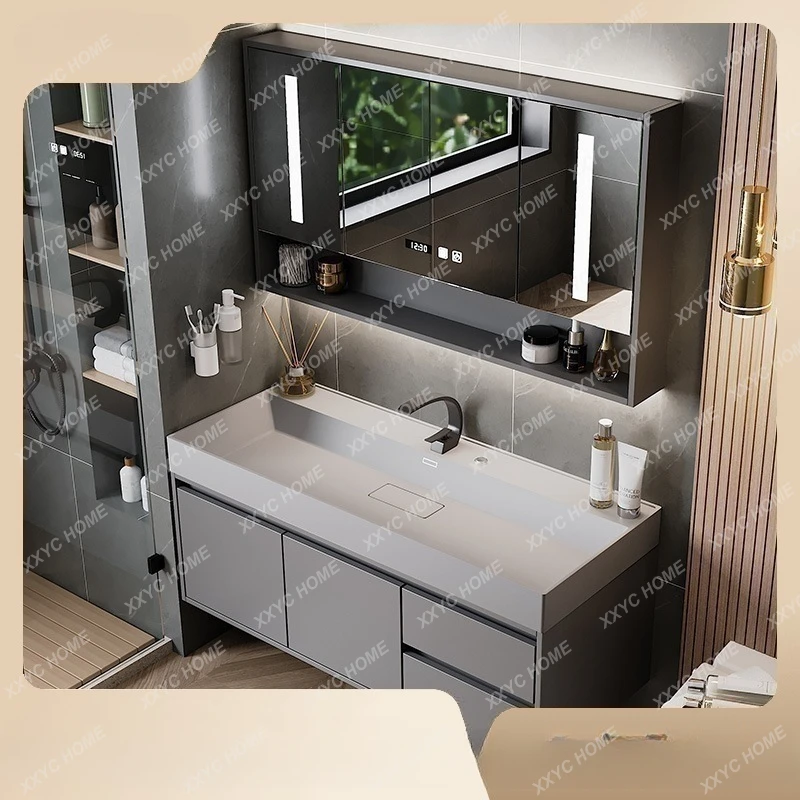 Whole Washbin Bathroom Cabinet Mirror Cabinet Set Modern Minimalist Bathroom Wash Wash Basin Cabinet Combination Light