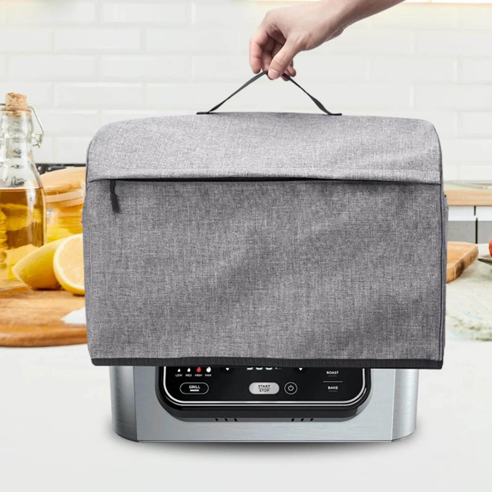 34*25*36cm Household Toaster Cover With Pockets Zipper Anti Dust BBQ Protective Case Microwave Oven Dust Cover Kitchen Organizer