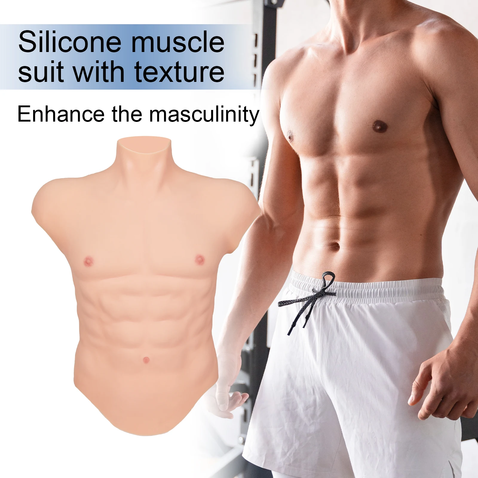 KUMIHO Silicone Muscle Belly Fake Chest Bodysuit Artificial Simulation Male Muscle Suit Strong Figure Crossdresser Macho Cosplay