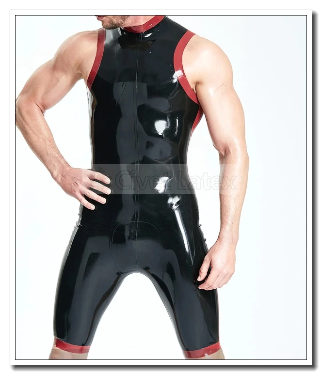 

Civet Latex Leotard for Men Sleeveless No Zip Round Neck Entry Style Slim Fitted Customied 0.4mm K9