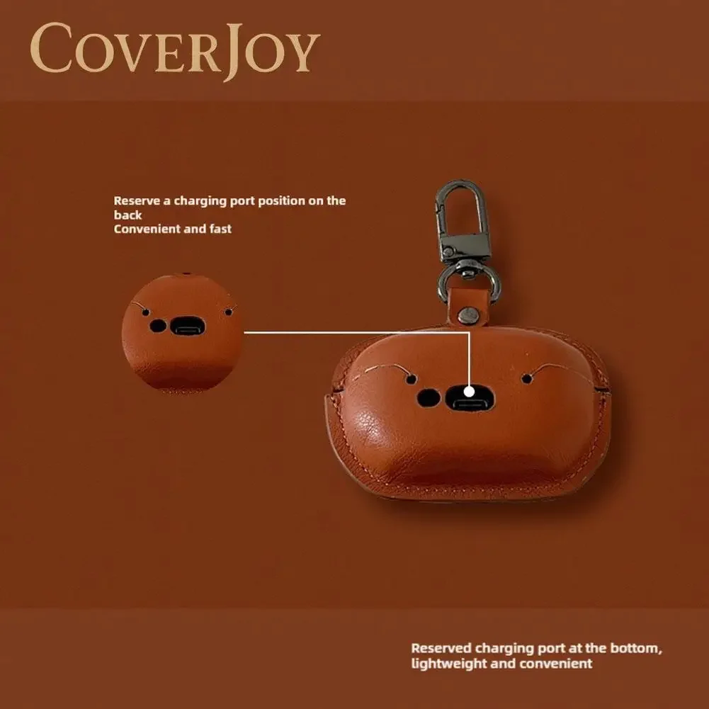 CoverJoy Funda de cuero PU para auriculares Technics EAH-AZ100 AZ80 Diseño de frijol de vinilo Funda protectora de bolsa de transporte suave,