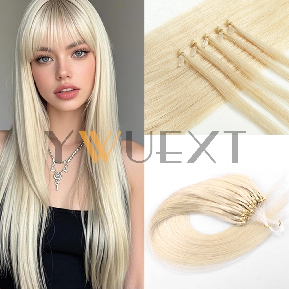 

YWUEXT блондинка с микропетлей для наращивания человеческих волос 12-20 дюймов, натуральные прямые волосы, легкие, 30 г/упак., 50 шт.