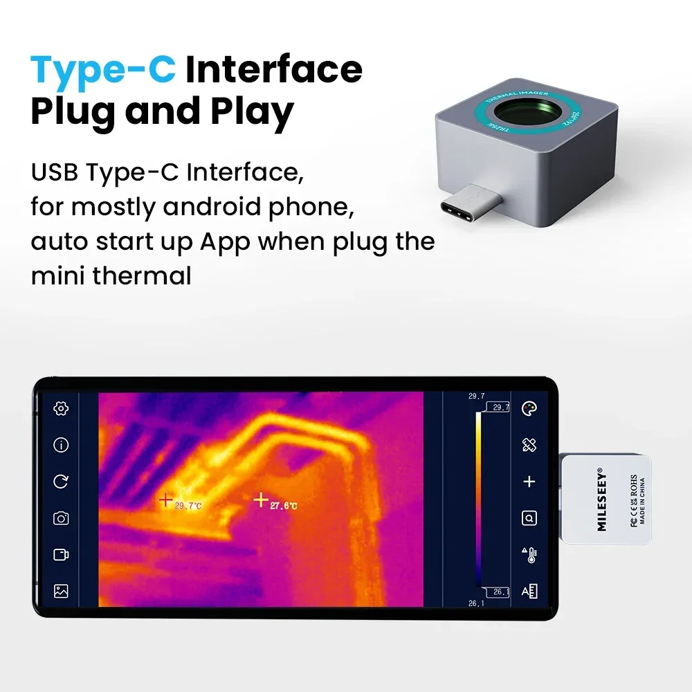 Mileseey TR256i TR160i Thermal Imaging Camera USB Type-C OTG Temperature Detector Thermal Camera