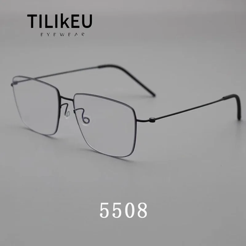 

Denmark Luxury Screwless Pure Titanium Glasses Frames Designer Men's Trend Minimalist Thin-Rim Square Frames Ultralight Eyewear