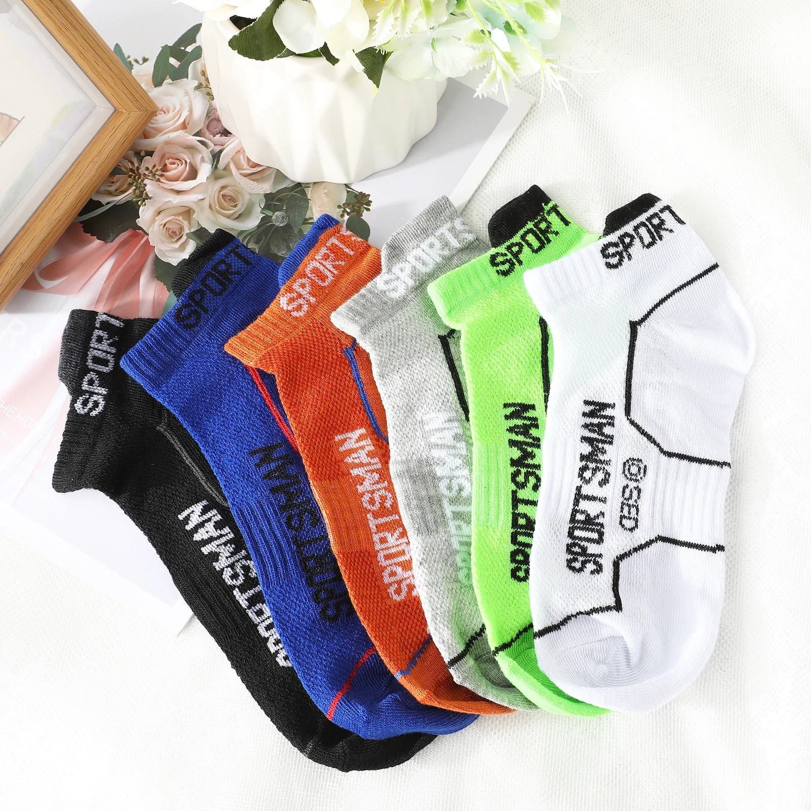 6 Pair Sports Running Socks Mesh Breathable Anti Odor Quick Dry Short Socks for Jogging Gym Workout Athletic Comfortable Socks