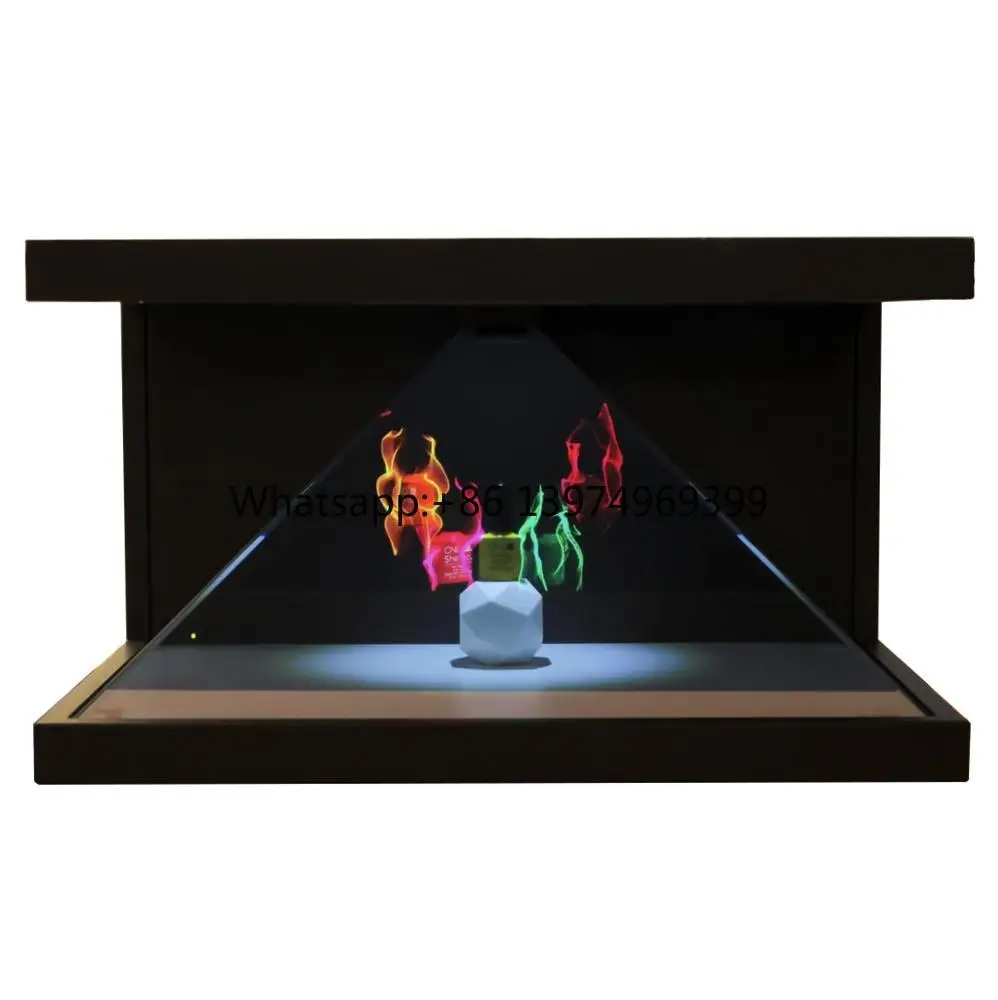 3D Advertising Pyramid Projection Screen Holographic Display Showcase