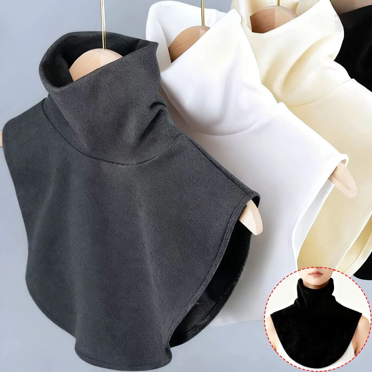 Autumn Winter Thickened Velvet Fake Collar Woman Turtlenec Sweater Down Jacket Anti Dirty Protective Collar Fake Collar Scarf