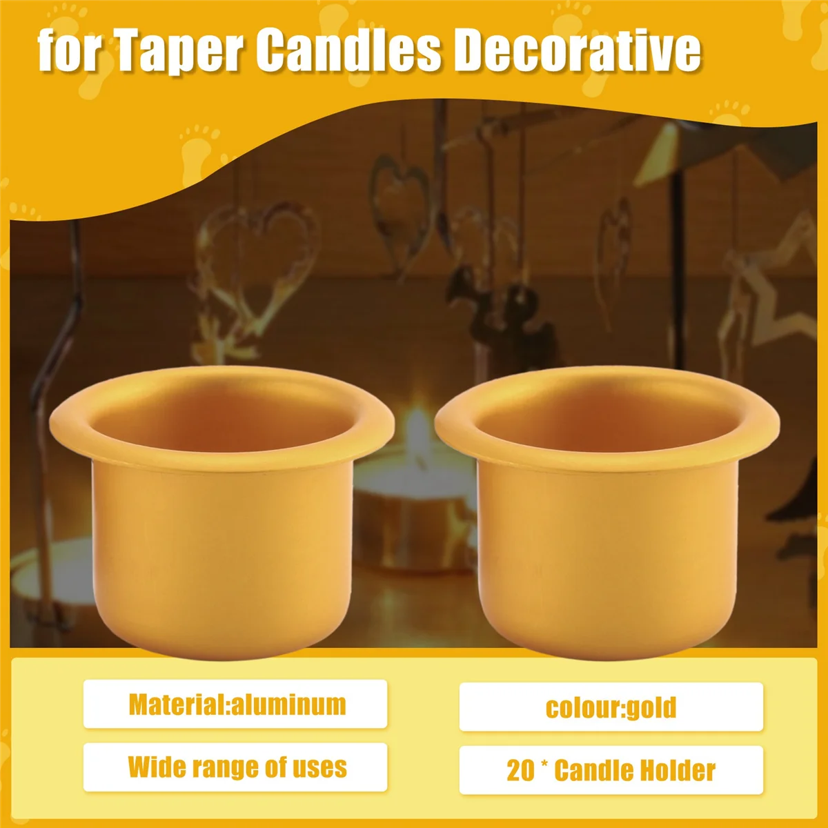 H-W 20 Pcs Metal Candle Insert for Taper Candles Decorative Candle Holder DIY Candle Holder Set for Tree Candles Table