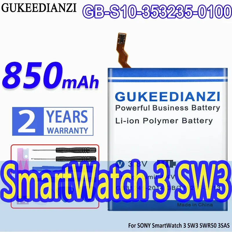 GUKEEDIANZI High Capacity Battery GB-S10-353235-0100 850mAh For SONY SmartWatch 3 SW3 SWR50 3SAS Bateria