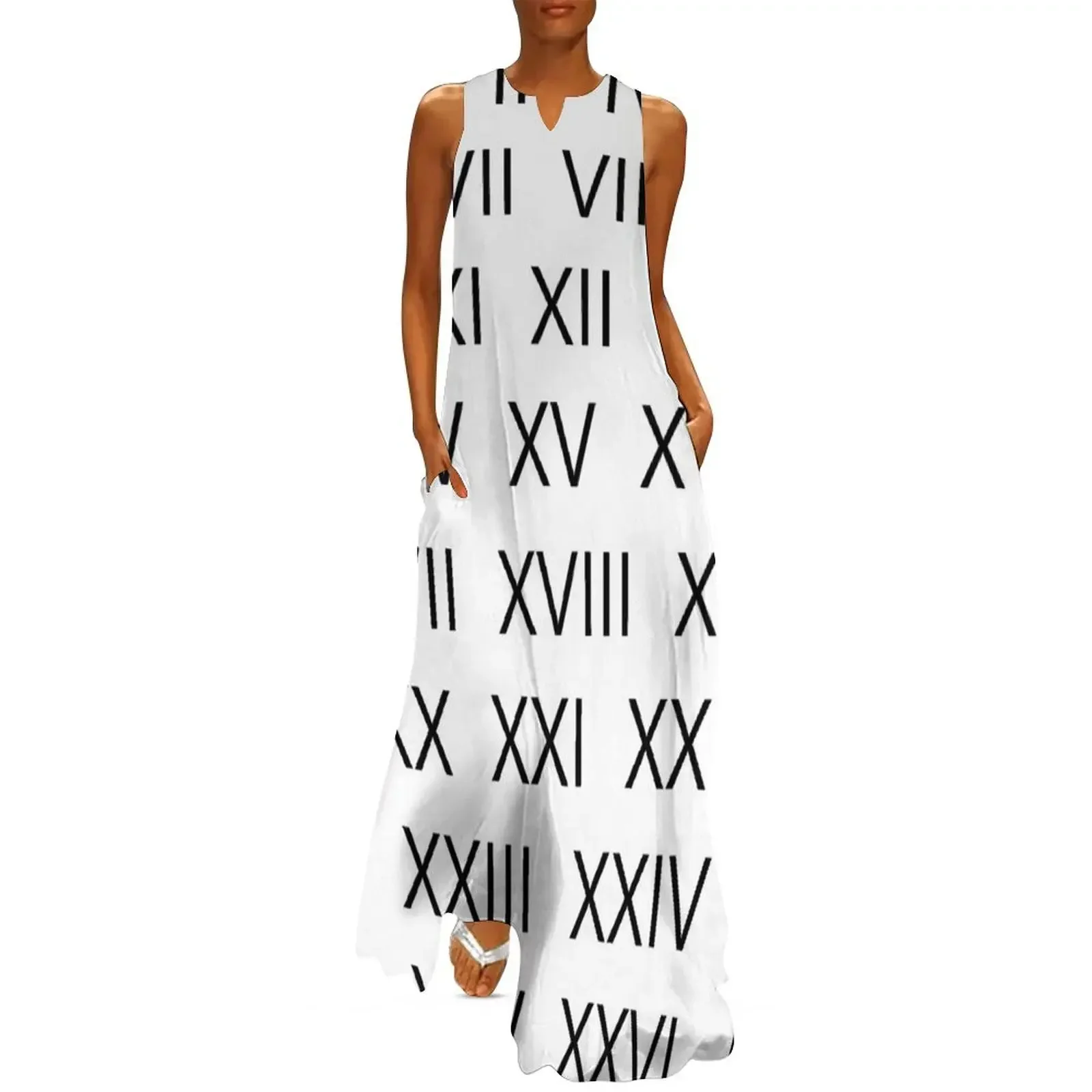 

Roman Numerals design Long Dress summer dresses Women long dress dress for women summer