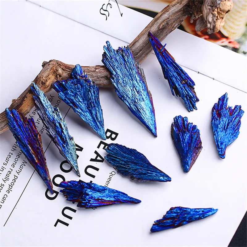 Натуральный черный турмалин Гальванизированный кварц с титановым покрытием образец кристаллического минерала украшение для комнаты перо павлина лечебные камни