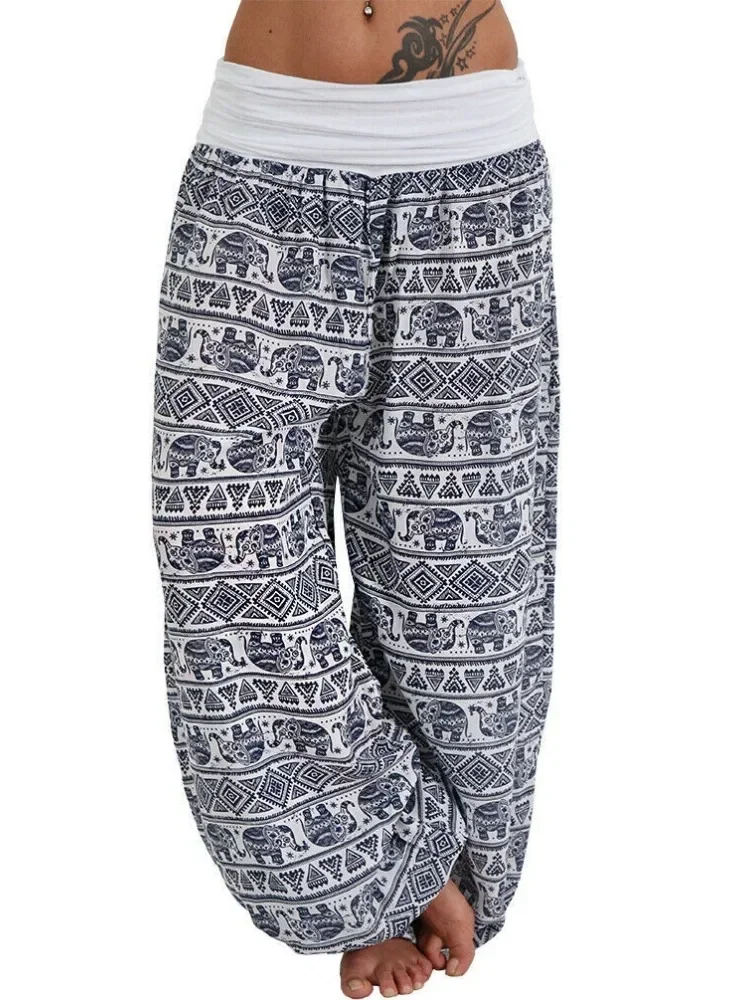 Women's Personality GeometricCasual Loose Printed Pants Comfortable Casual Women's Wide Leg Haren Pants Pants