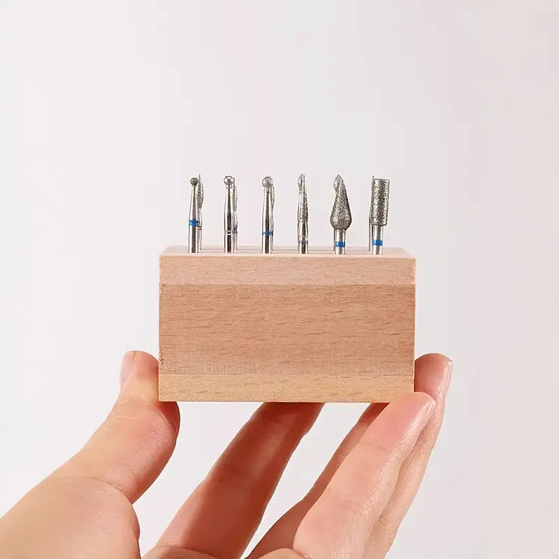 Nail Drill Holders Organizer Nails Polish Head Storage Box with 18 Predrilled Holes Wooden Manicure Polishing Head Storage Board