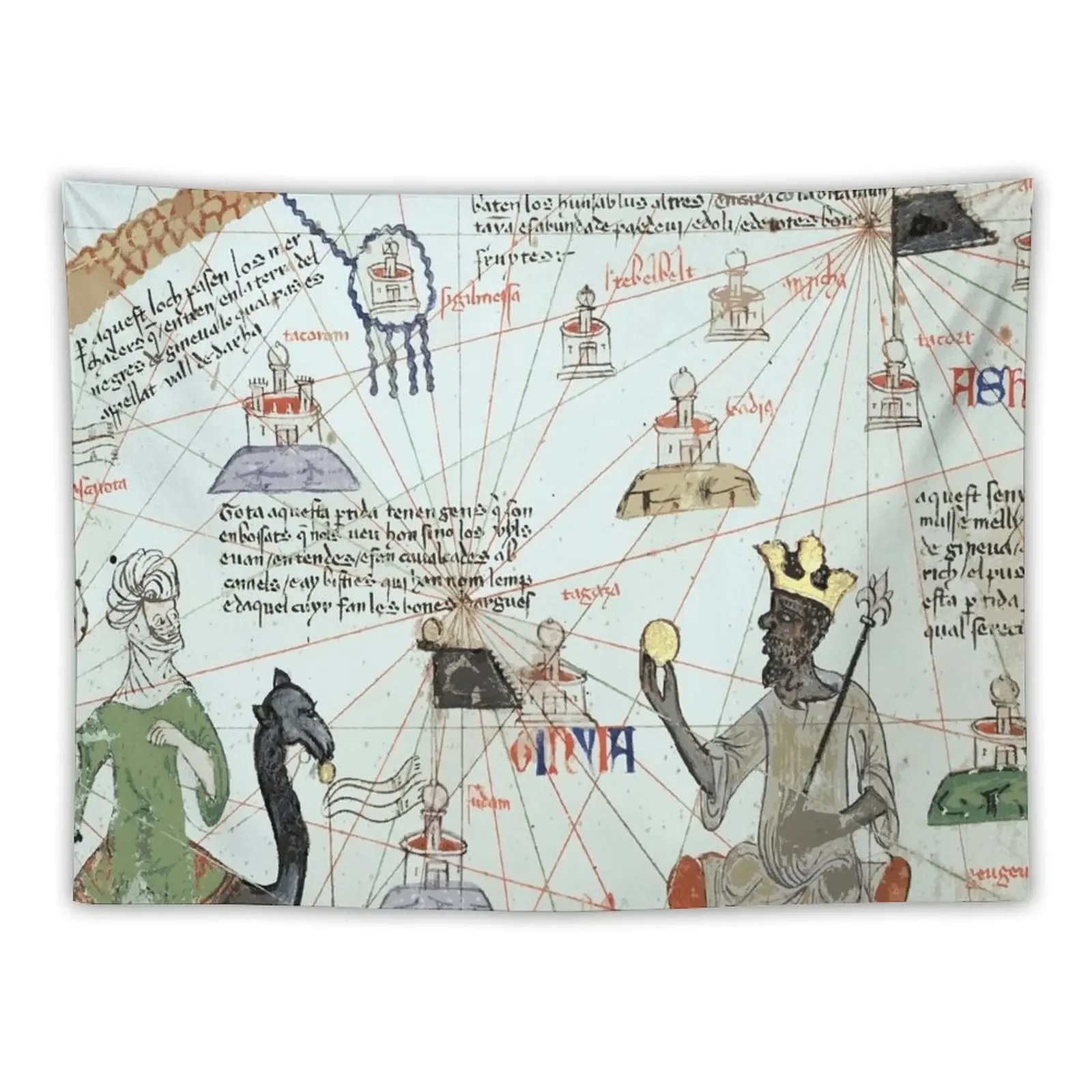 Mansa Musa from the Catalan Atlas Tapestry Room Decor Hanging Wall Wall Decoration Tapestry