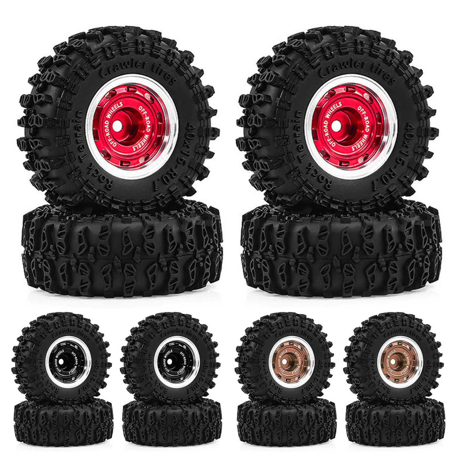 

4PCS 0.7" Beadlock Wheels and Tires 40mm (1.57in) for 1/30 Axial SCX30 RC Crawler Upgrade Parts