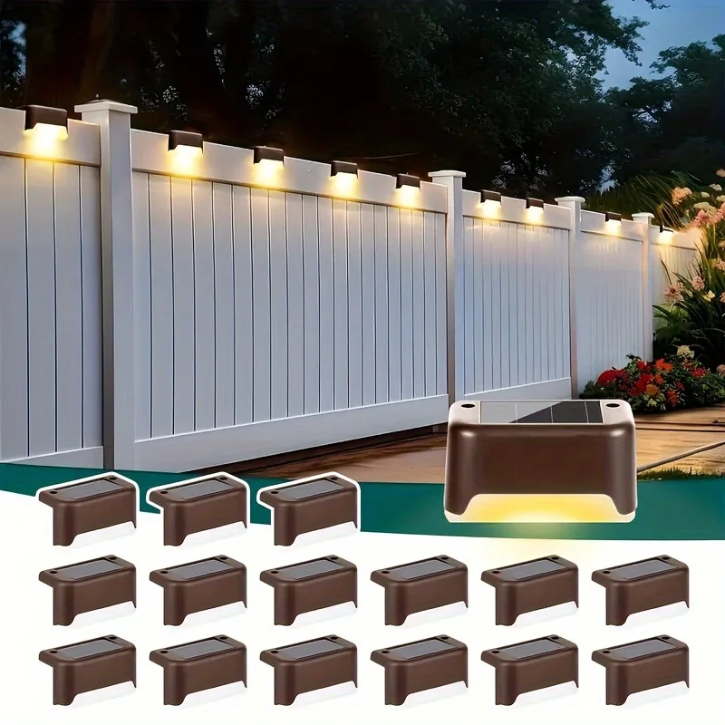 

1-20PCS LED Solar Step Lights Outdoor Waterproof Warm White Path Stair Garden Fence Balcony Decorative Lamp for Patio Lighting