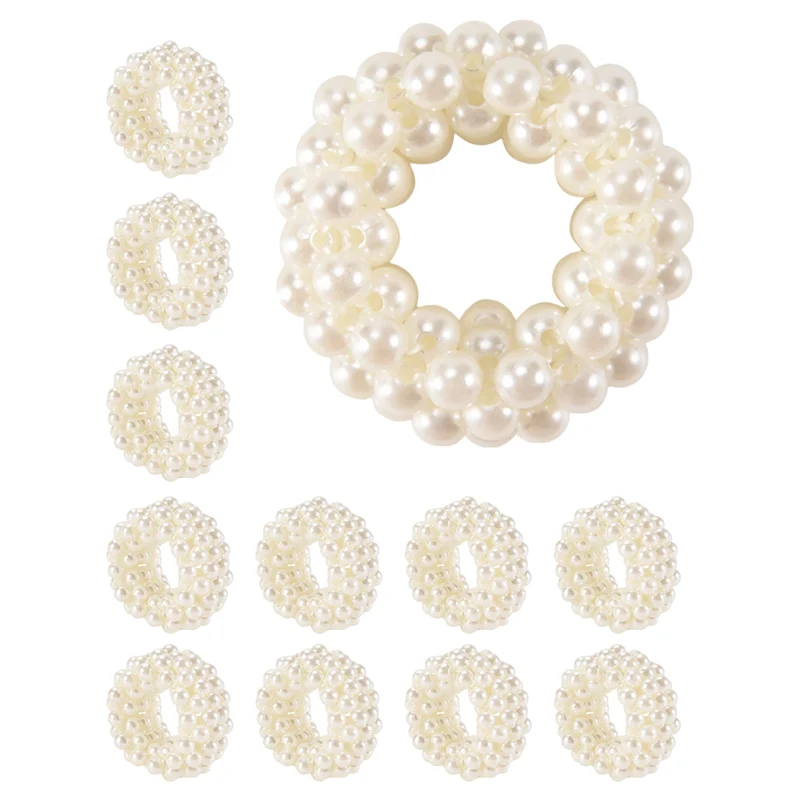 

BAAG-Napkin Ring 12-Piece Set, White Pearl Wedding Napkin Buckle Table Decoration