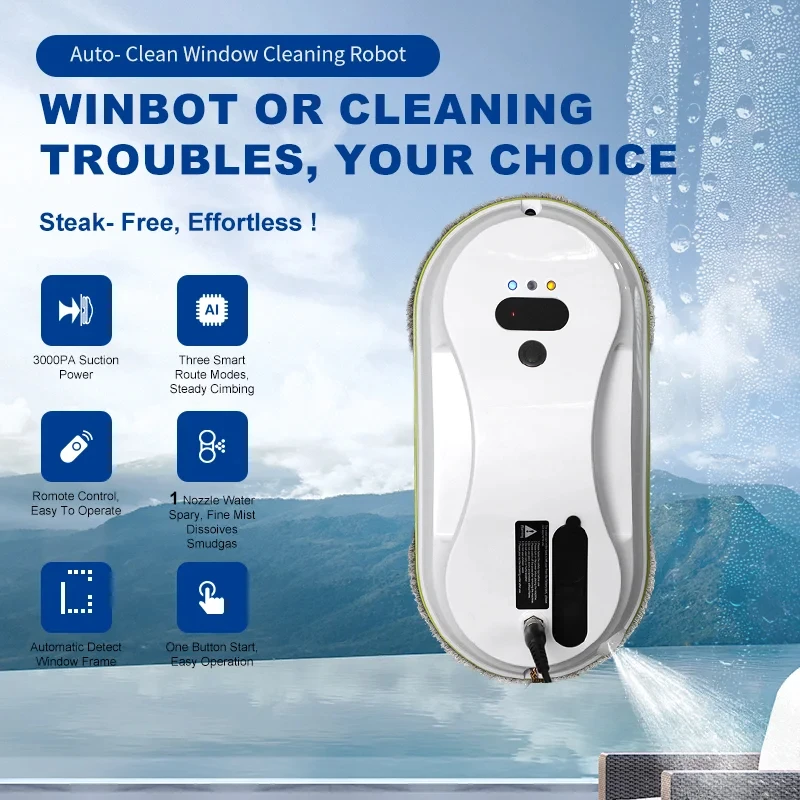 Robot de nettoyage de vitres, machine intelligente de nettoyage de vitres, télécommande électrique de vitres, nettoyage automati
