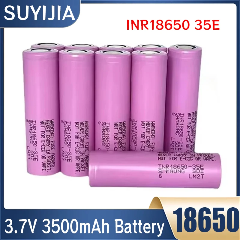 INR18650 35E Battery Original 3.7V 3500mAh 18650 Li-ion 20A Discharge Rechargeable Screwdriver Flashlight Power Tools Batteries