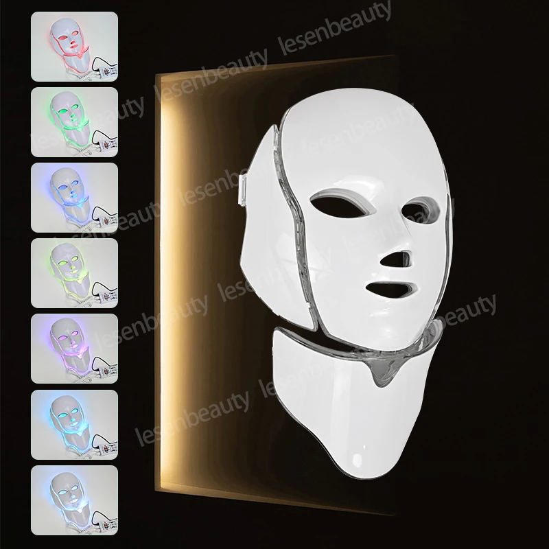 7- Colour LED Light Therapy Mask Skin Tightening & Pore Shrinking Mask Face & Neck Rejuvenation & Whitening Home Beauty Device