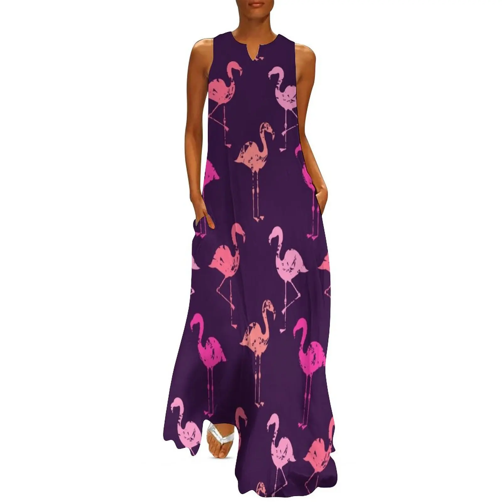 Flamingos pattern Long Dress Women's summer skirt women clothing 2025 new arrivals Dress