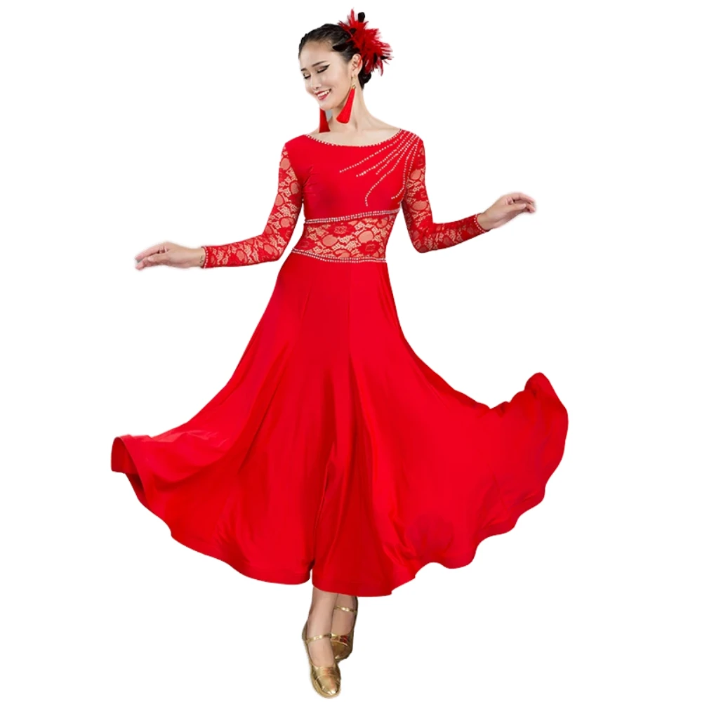 Schwarz Rot Blau Standard Tanzkleider Flamenco Kleid Ballsaal Walzer Kleider Rot Gesellschaftskleid Tango Modern Dance Kostüme Rumba