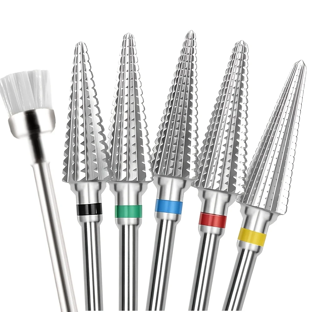 2Pcs Stainless Steel Step Long Tapered Cone Nail Drill Bits High Hardness Stainless Steel Shank Low Heat Sharp Cuticle Remover