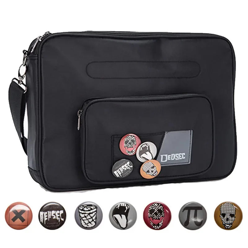 

Watch Dogs 2 Marcus Holloway Bag Cosplay Costume Accessory Props Shoulder Bag With Gift Badges Black Bag 255*385*85mm