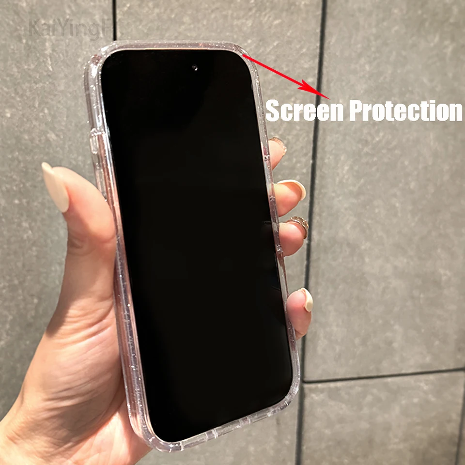 Funda de lujo con brillantina transparente para iPhone 11 12 13 14 15 16 17 Pro Max Plus Air, silicona suave, cubierta protectora con borde 3