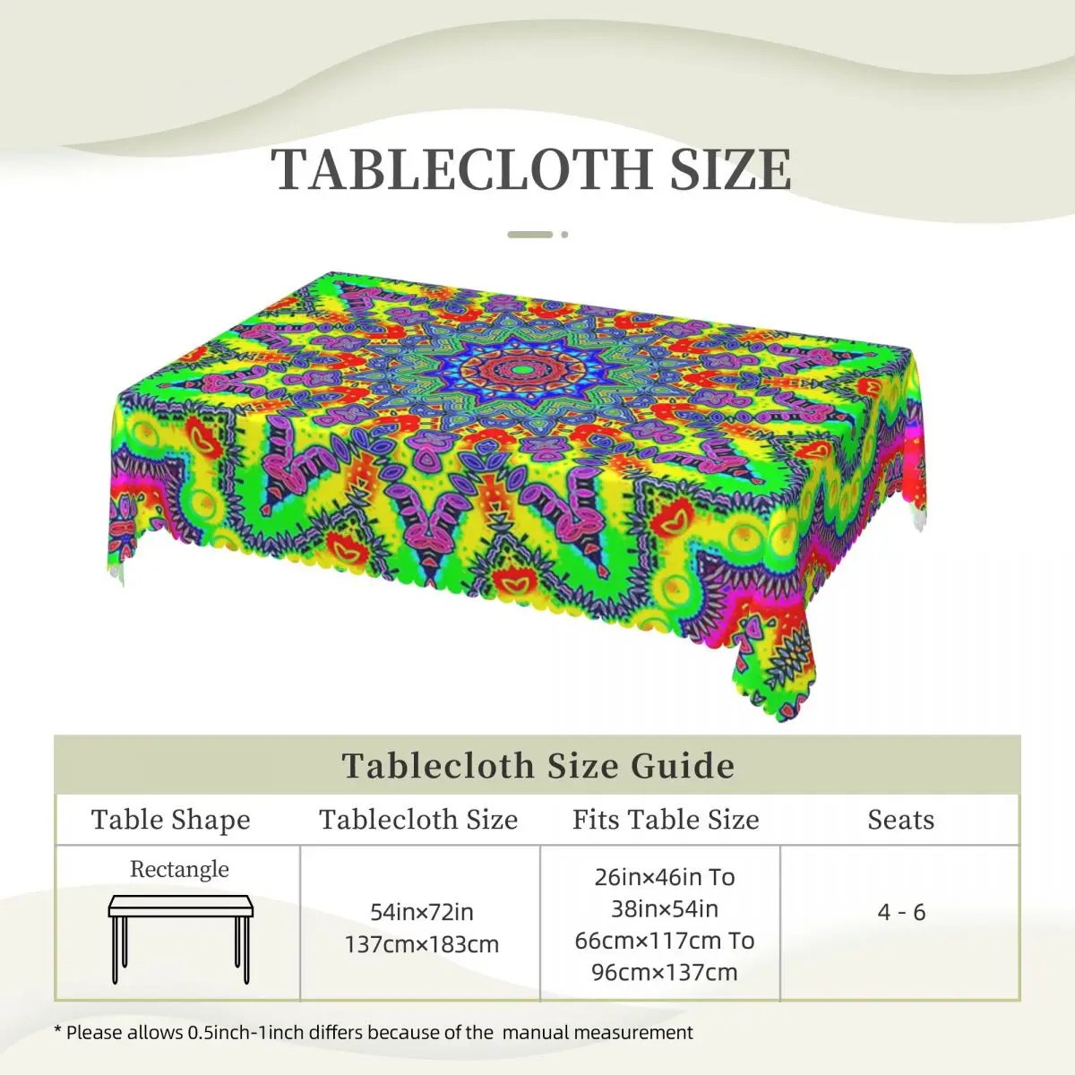 Psychedelic Trippy Acid LSD Art Tablecloth Restaurant Kitchen Rectangular Tablecloth Party Tablecloth Outdoor Dining Table Cover