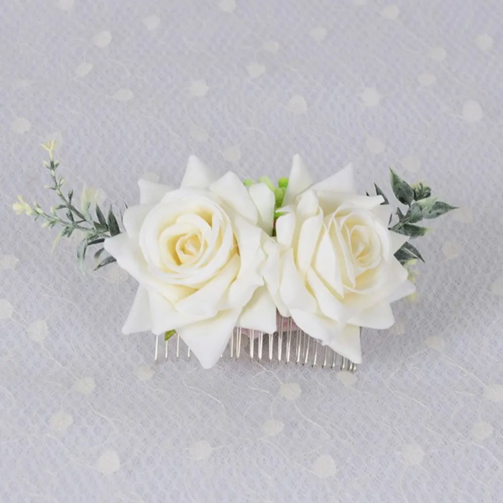 

Women Double Silk Headwear Wedding Accessories Rose Flower Hair Comb Hair Clip Bridal Hairpin