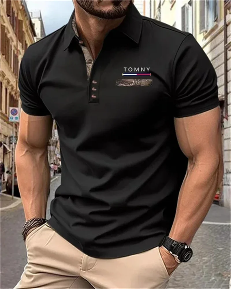 Fashion Boutique Men's Polo Shirt Summer Simple and Versatile Street Clothing Business Leisure Breathable Lapel Short sleeve Top