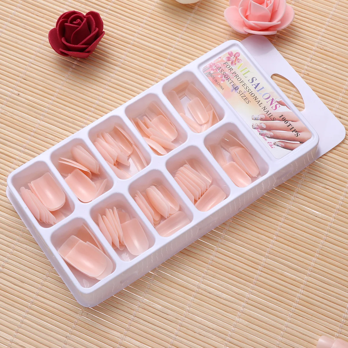 

100PCS Nail Tips Artificial False Fake Nails Tips Nail Art Supplies for Nail Salons and DIY Nail Art (Pink)