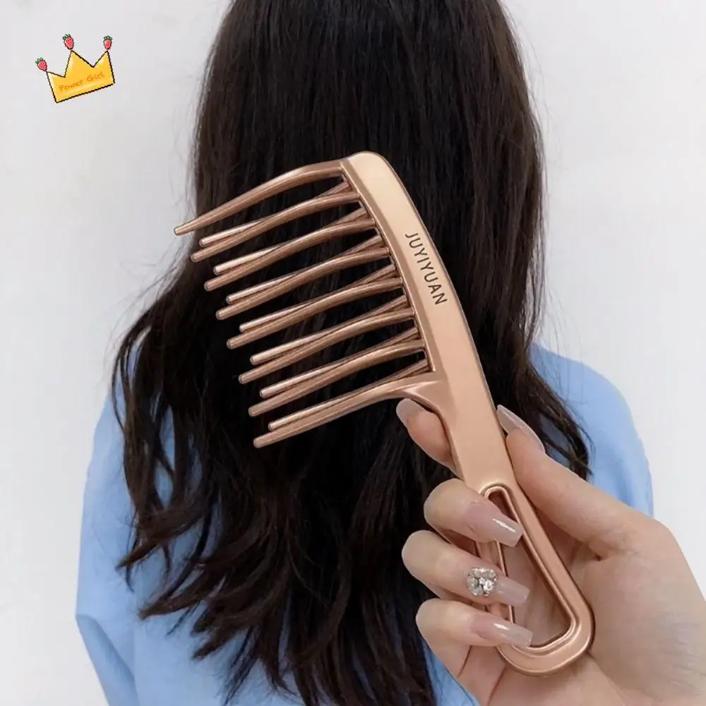 Pente de fileira dupla de cabelo fofo, durável, cabelo encaracolado, escova de cabelo de dente largo, leve, antiestático, pente de estilo fofo, spa