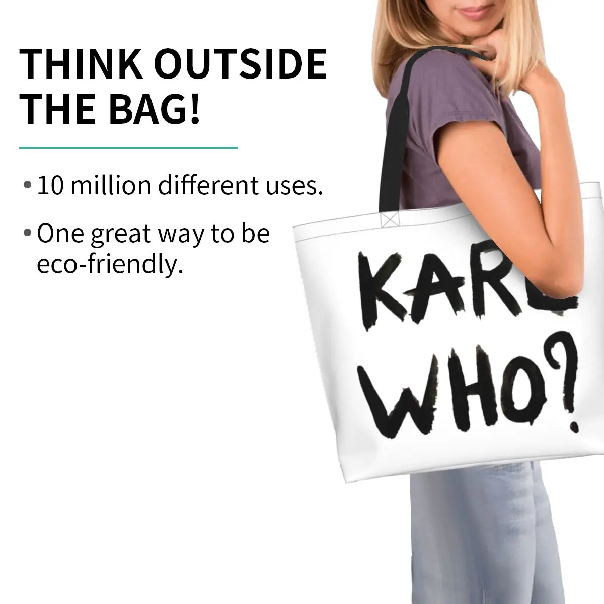 Bolso de mano de lona personalizado para mujer, bolsa de hombro de gran capacidad, a la moda, Karl Who