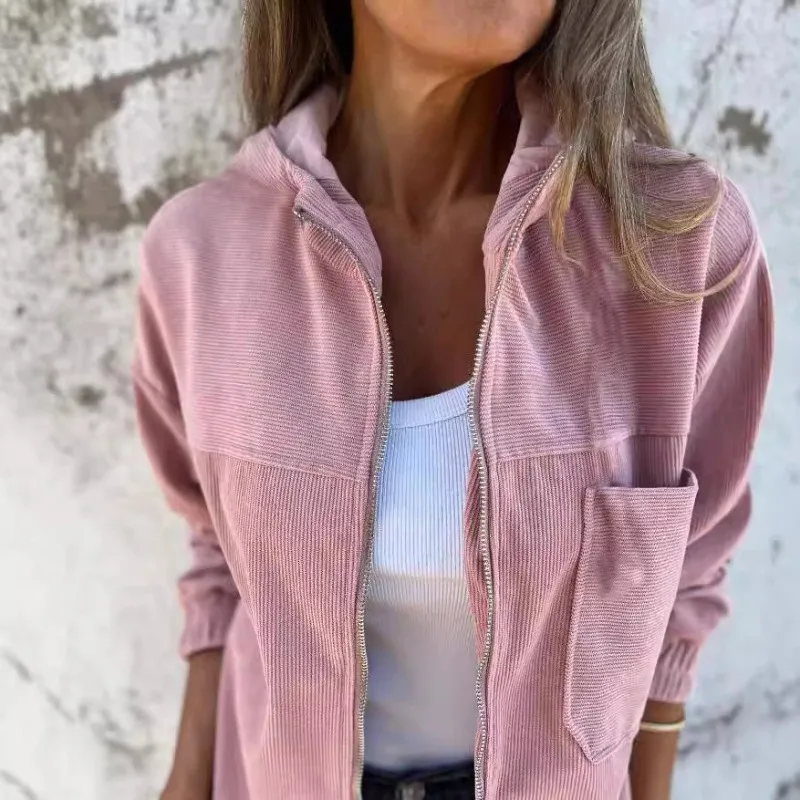 Oversized Women's Hooded Jackets Casual Trendy Long Sleeve Pockets Zip Up Coat Fall Winter Solid Color Harajuku Hoodie Jacket