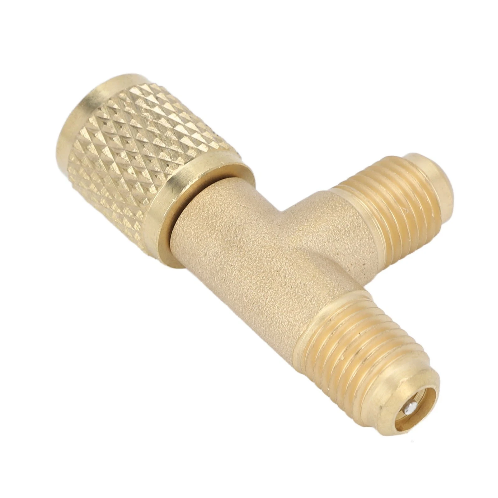 Brass Tee Adapter with Integrated Valve Core 1/4 Inch SAE Female Flare and Dual Male Flare for R12 For R22 R134