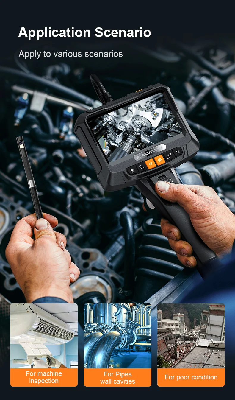 360 ° Rotating Dual-Lens Endoscope, 3.9MM 5-Inch IPS Endoscope Inspection Camera, Automotive Mechanical Industrial Endoscope