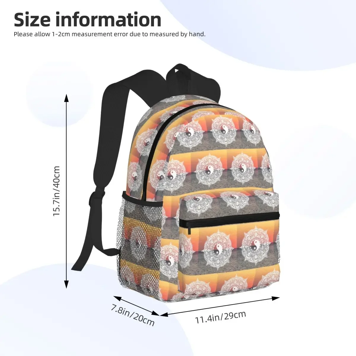 Sunset Yin Yang Mandala Student Backpack School Bag Hiking Travel Daypack for Men Women Fashion Bookbag Shoulder Bags