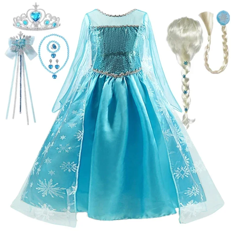 Snow Queen Elsa Girl Costumes Kids Birthday Carnival Party Prom Gown for 3-10 Years Children Robe-Playing Princess Dresses