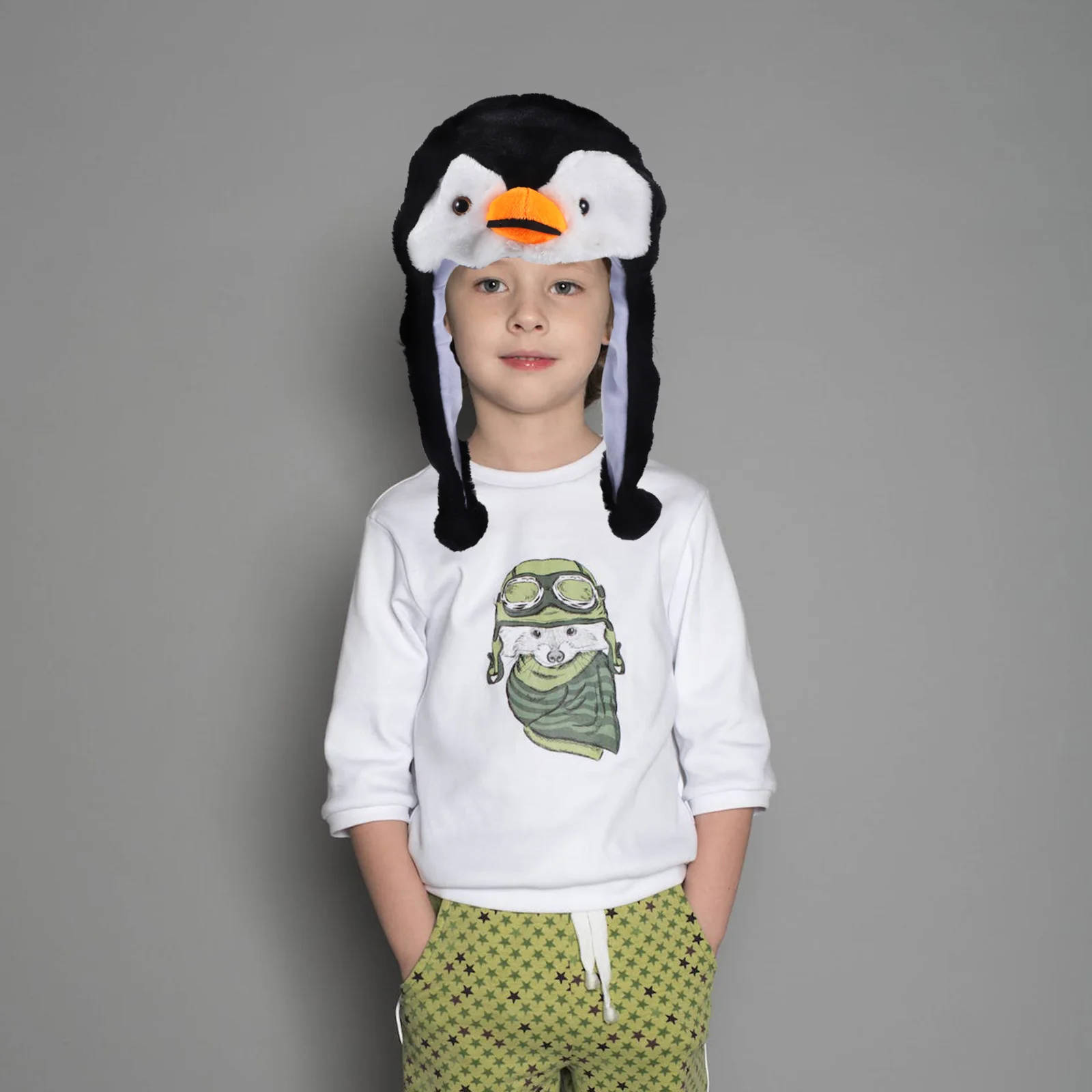 Animal Hat Warm Winter Headwear For Adults Kids Cute Penguin Hood With Pom Poms Carnival Cosplay Party Performance