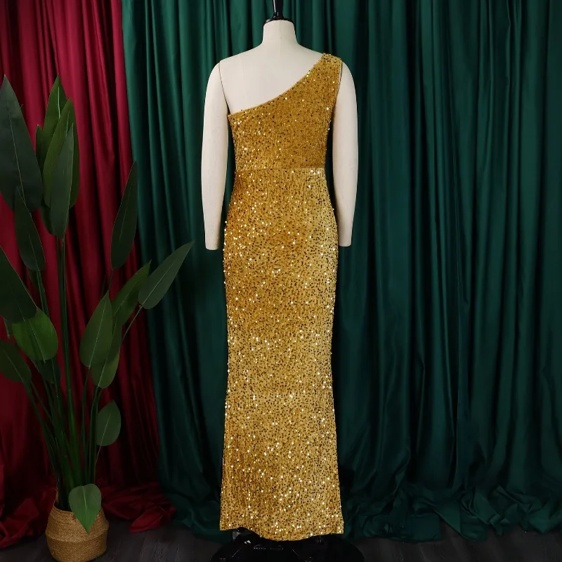 African Party Evening Dresses for Women Sequin Autumn African Long Sleeve V-neck Long Maxi Dress Gowns Dashiki Africa Clothing