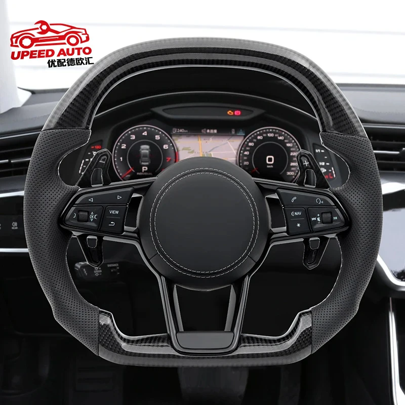 Square Shape Carbon Car Steering Wheel for Audi A3 A4 A5 A6 A7 A8 S3 S4 S5 S6 S7 S8 Q3 Q5 Q7 Q8 SQ7 RS3 RS4 RS5 RS6 RS7