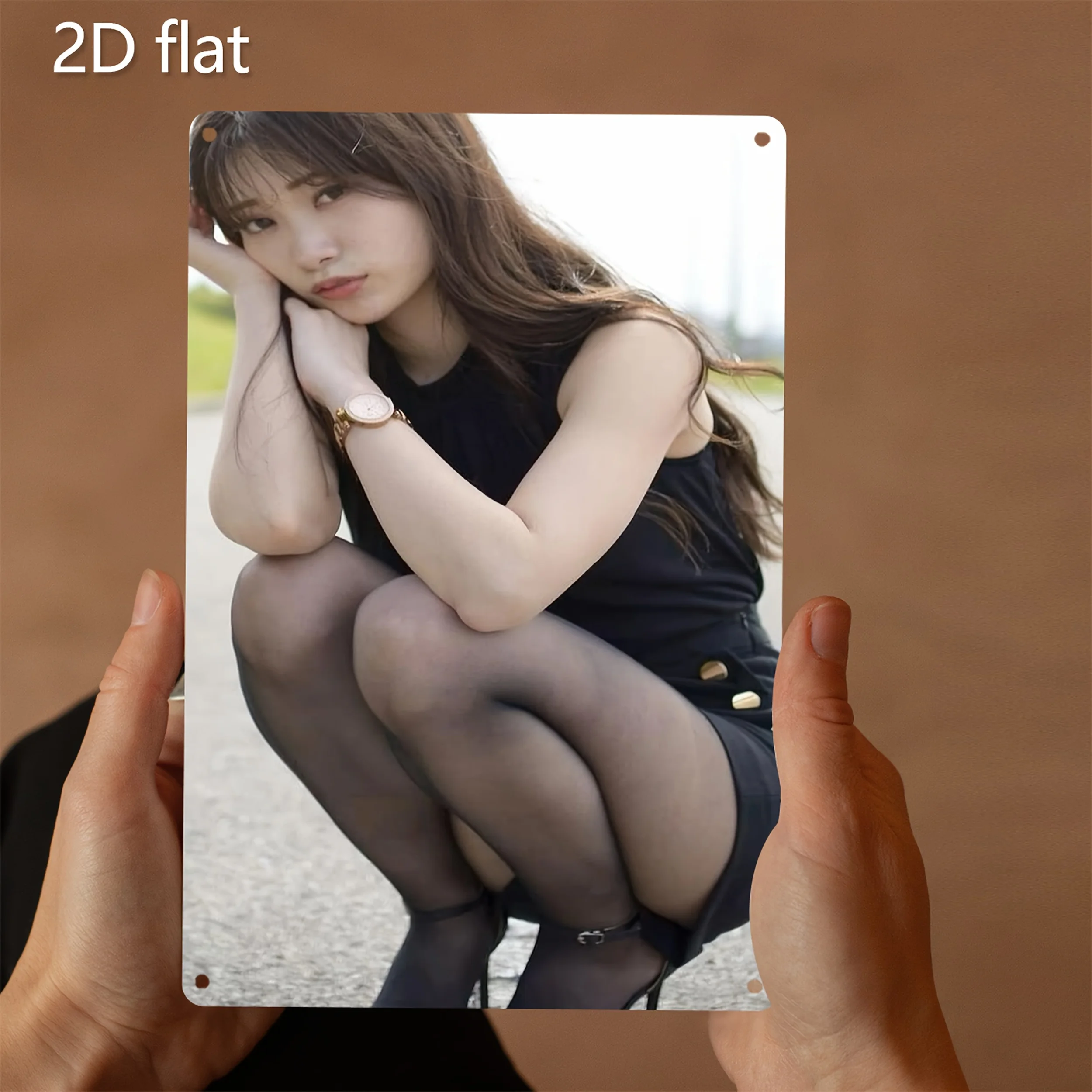 

[2D Flat] 1pc Elegant Outdoor Fashion Metal Wall Art Plaque - 2D Flat Iron Decor With Pre-Drilled Holes, Weather-Resistant Tin A