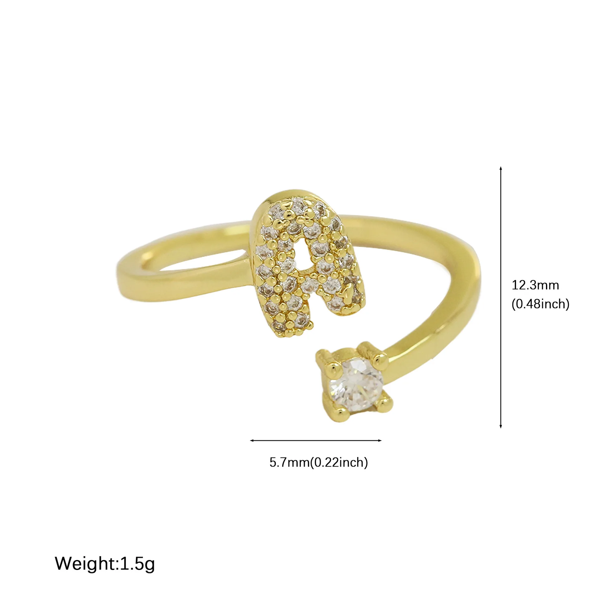 DUOYING شخصية 26 حرف لطيف قابل للتعديل 18 كيلو الذهب النحاس الزركونيوم مطعمة حلقة مسطحة هدية مخصصة لصديق عيد الأم #5